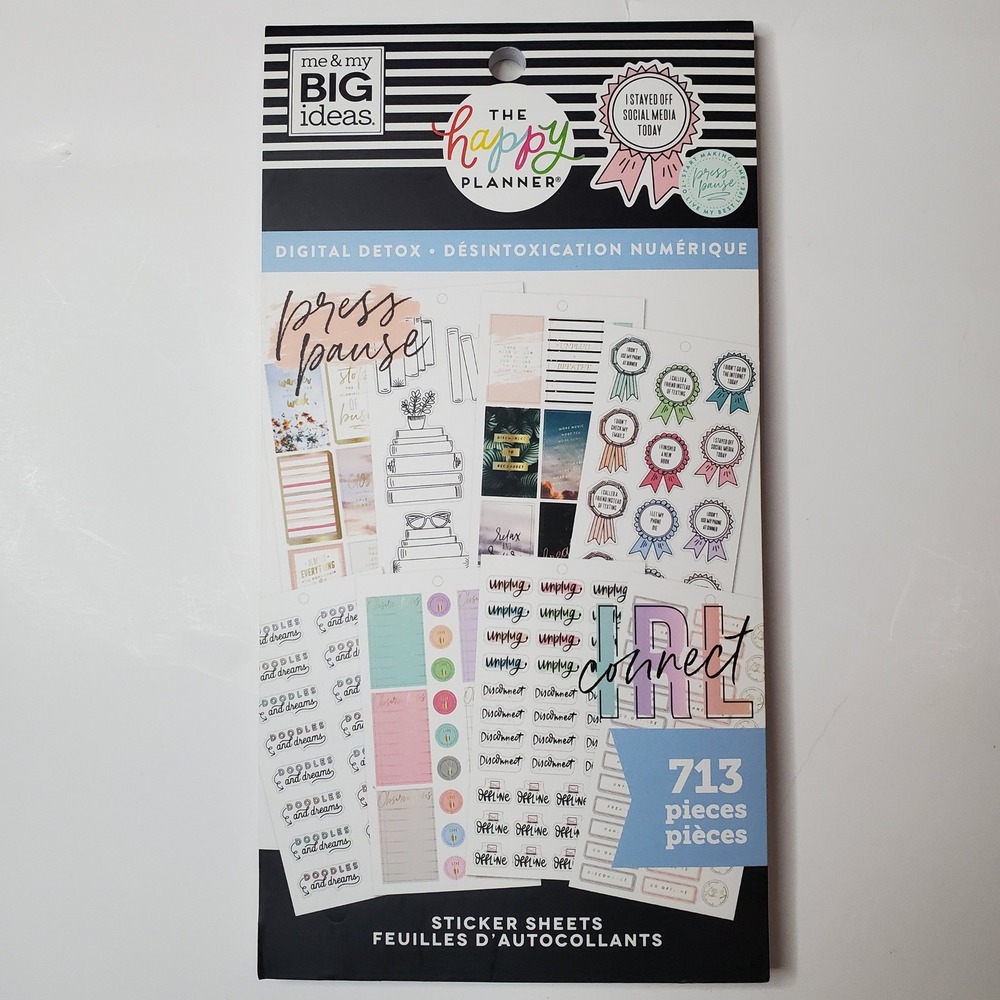 The Happy Planner Digital Detox Sticker Book 713 Pieces 30 Sheets PPSV-171-3048